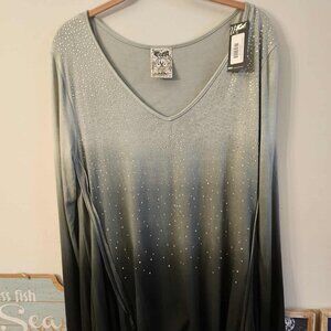 NWT Vocal Sparkling Ombre Long Sleeve Shirt (SOFT!) from U-ROCK Couture